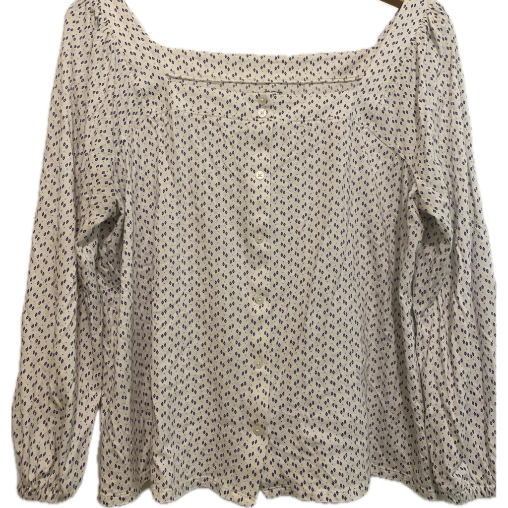 Square Neck Button-Down Top